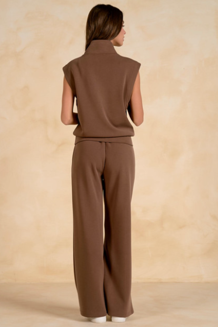 Sleeveless Light Brown Zip Top