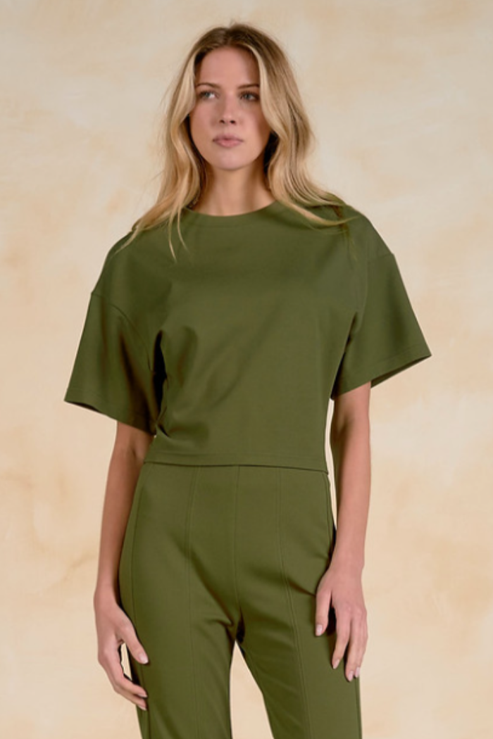 Olive Crewneck Elastic Waistband Set
