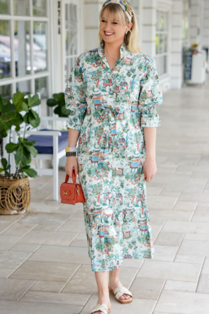 Button Down Drawstring Dress
