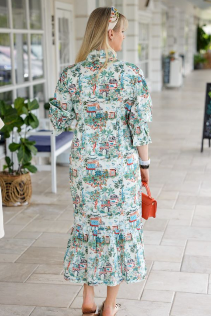 Button Down Drawstring Dress