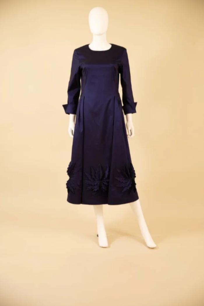 Long Sleeve Dress 3D Flower Hem