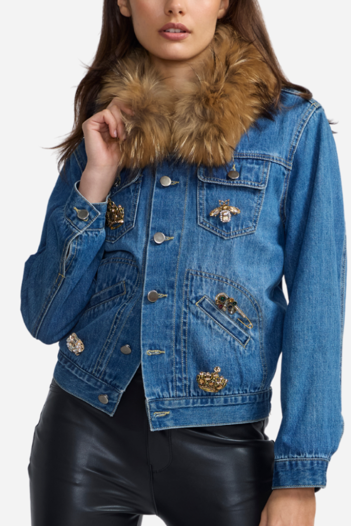 Denim Fur Trim Jacket