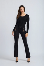 Scoop Neck Jewel Detail Top