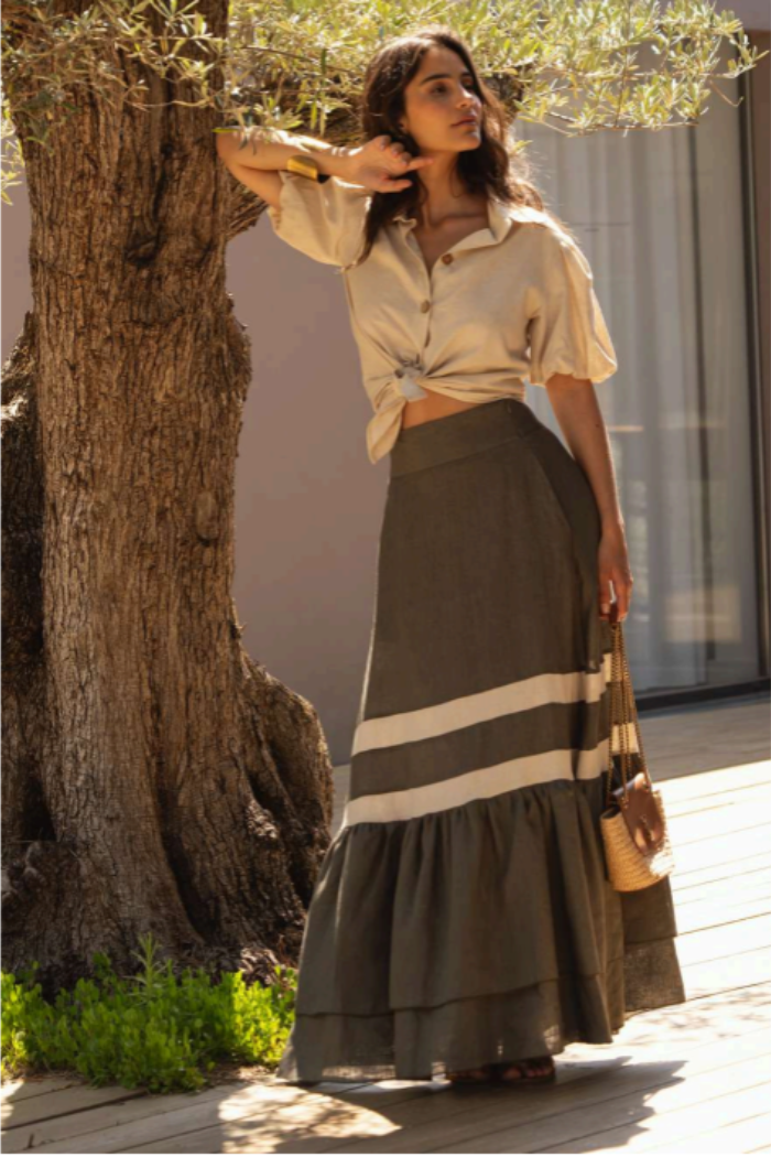 Olive Long Skirt