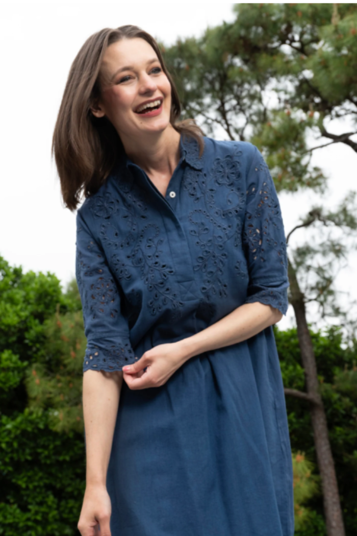 Eyelet Dress Navy