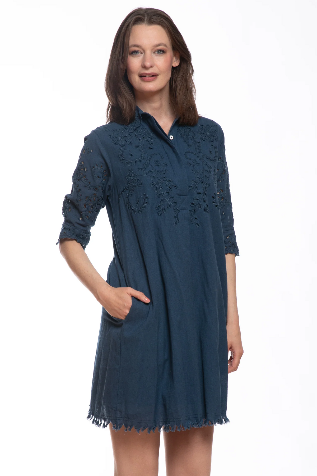 Eyelet Dress Navy